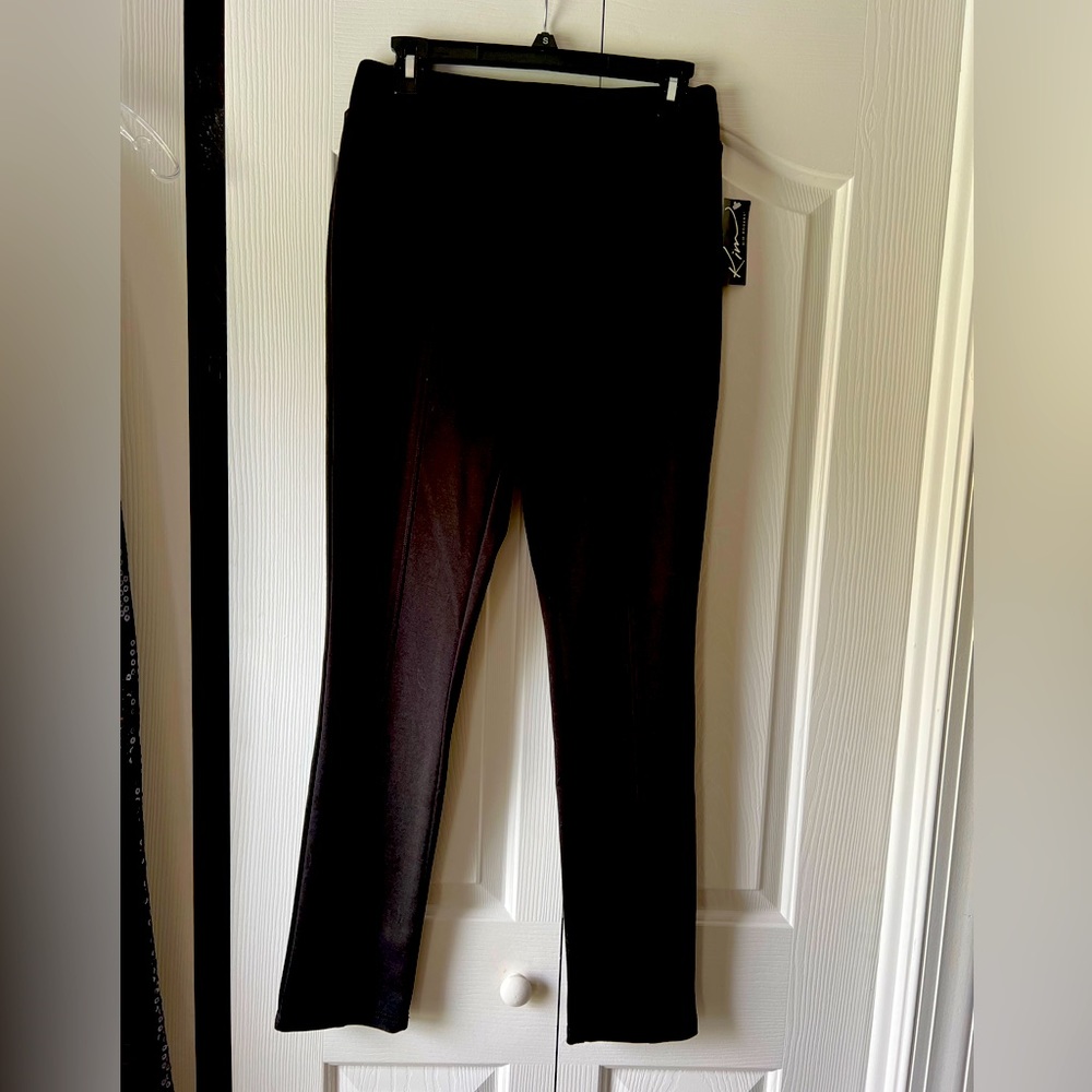 Kim Rogers Casual True Black Pull On Straight Leg Dress Pants Size Small